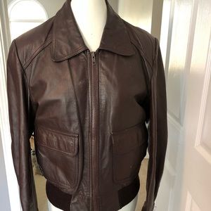 Vintage Leather Bomber Jacket w/ removable lining